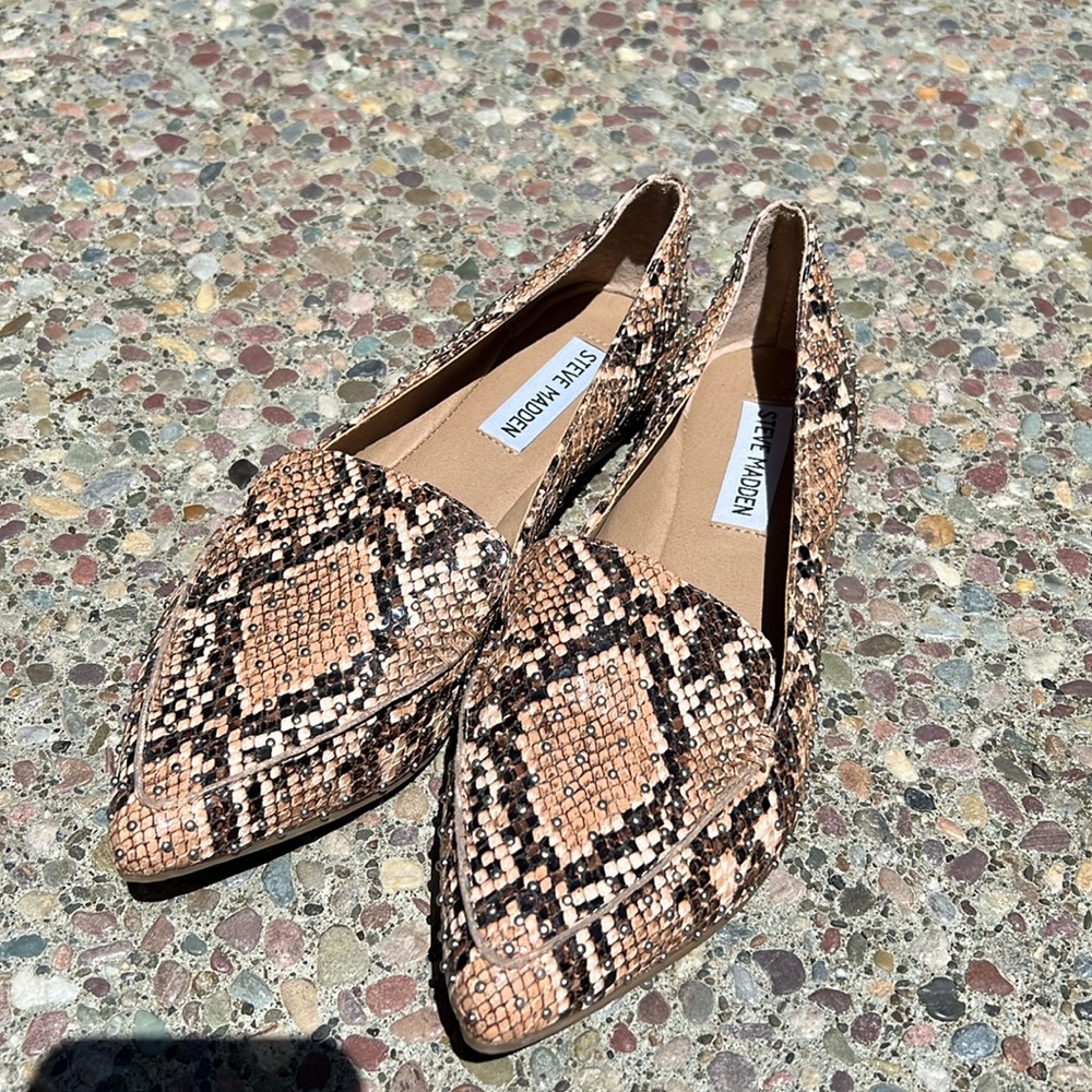 New STEVE MADDEN Ally Snake-Embossed Flats Slip-on Mule 7